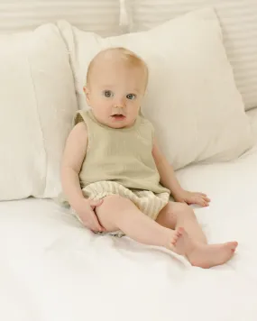 Woven Tank   Shirt Set (sage stripe)