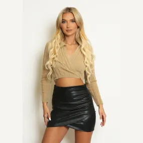 Wrap Fluffy Knit Top
