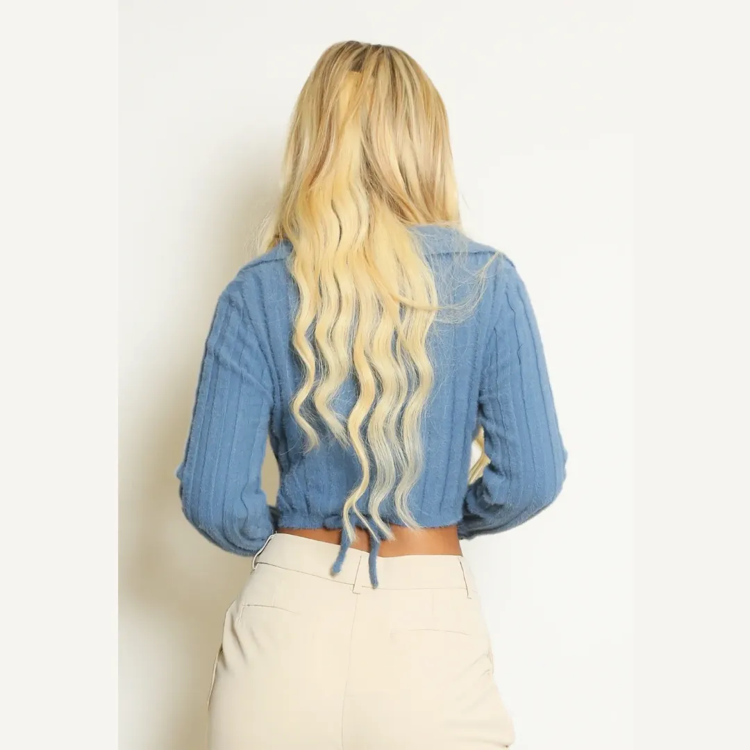 Wrap Fluffy Knit Top